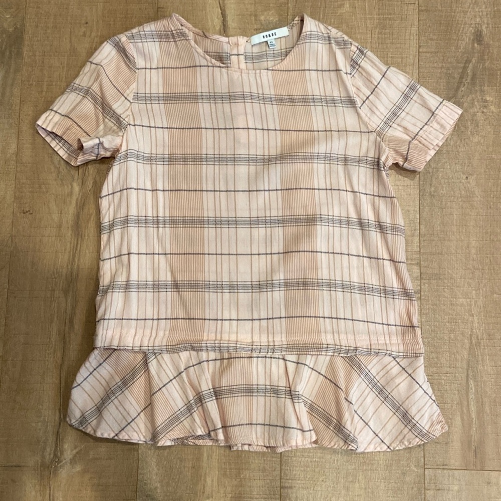 Anthropologie cute peplum blouse plaid blush free with bundle